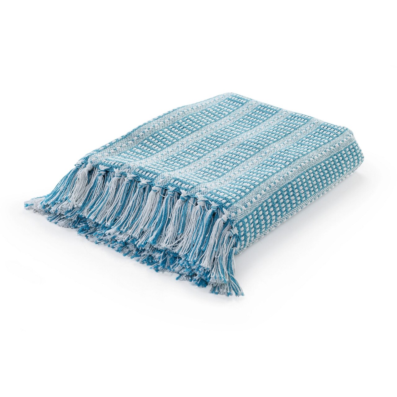Laddha Home Designs Blue and White Ridgeline Striped Throw Blanket 50" x 60"